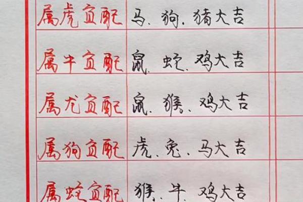12生肖吉凶配对一览表