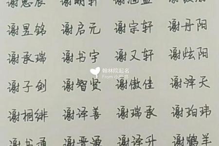 谢姓男孩名字大全-谢姓男孩起名字大全-谢姓名字大全姓名